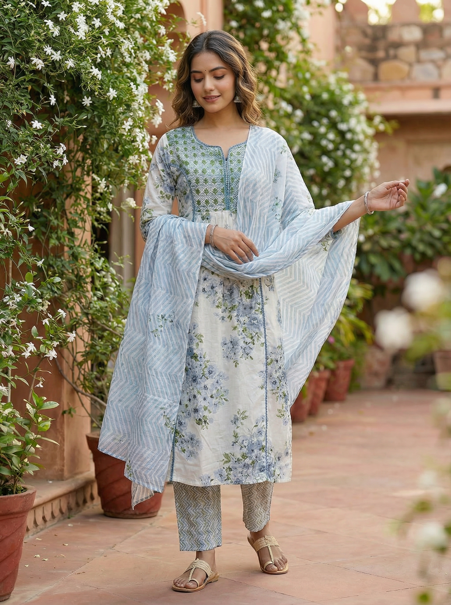 Elegant and comfortable Cotton A-Line Suit Set