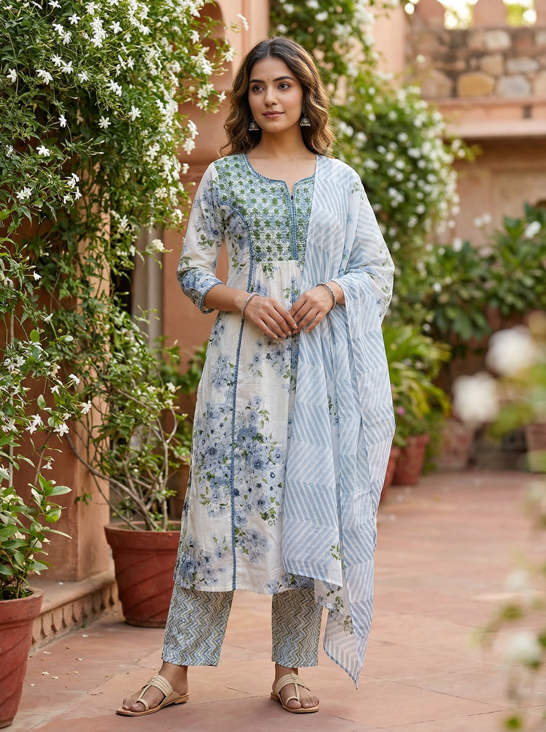 Elegant and comfortable Cotton A-Line Suit Set