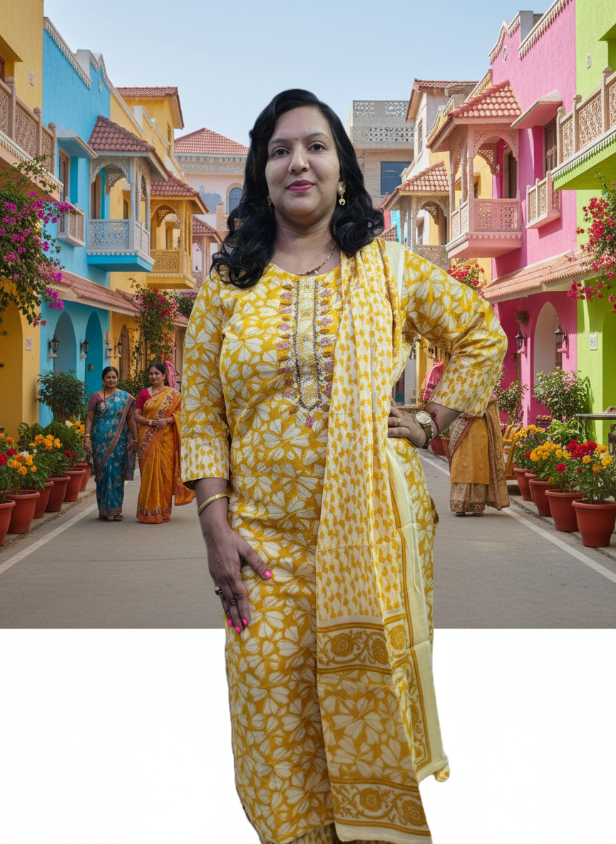 Yellow 3-Piece Cotton Kurta Set