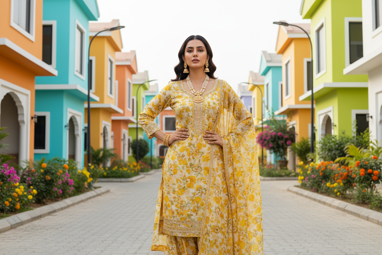 Yellow 3-Piece Cotton Kurta Set