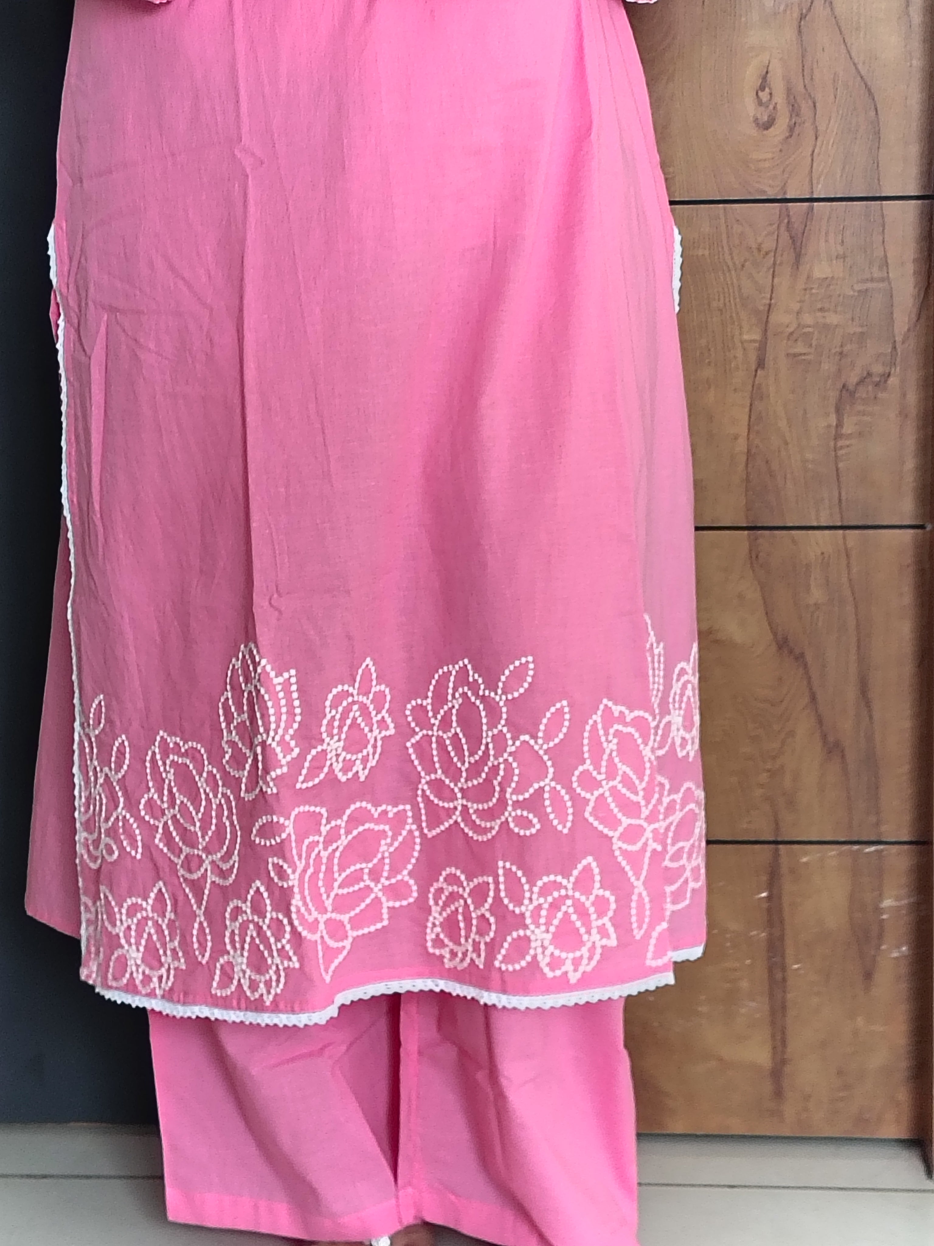 Cotton Pink Kurta Pant Set