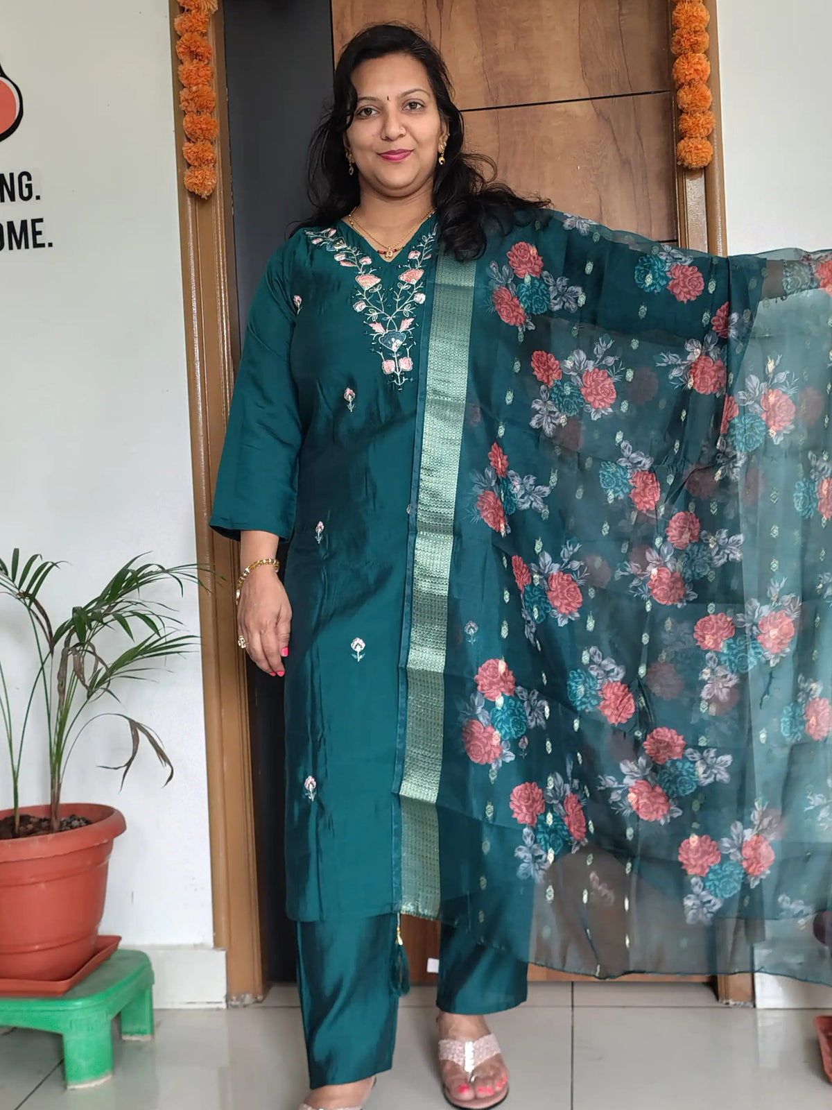 Raw Silk Party Wear Suit Set