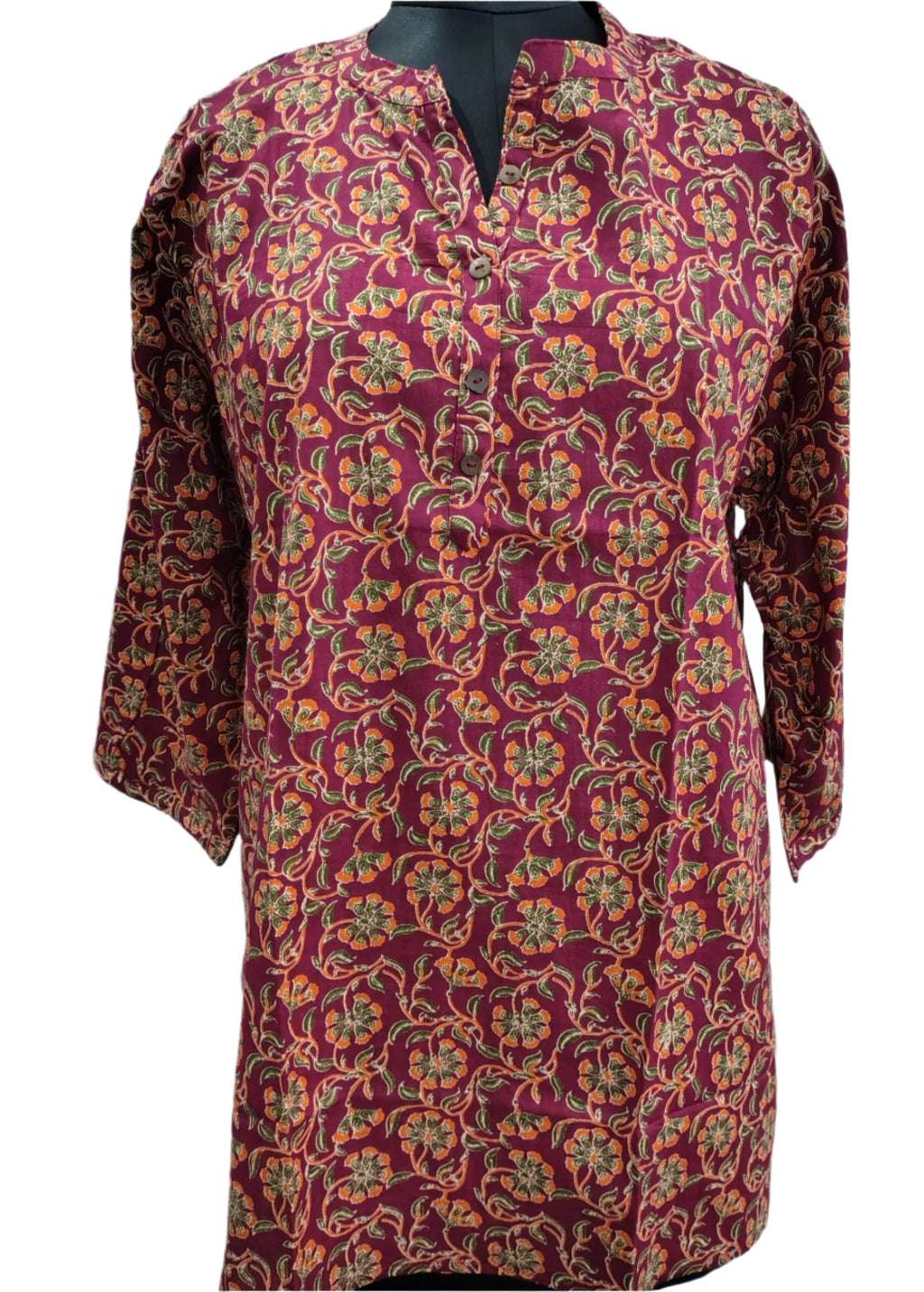 Floral patterned kurta on a white background