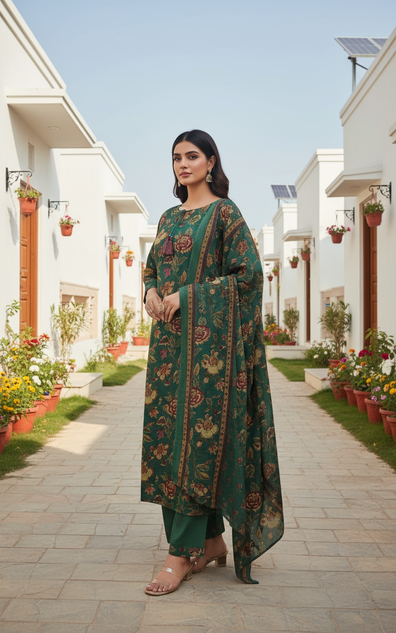 Green Cotton Kurti Set – Elegant & Comfortable