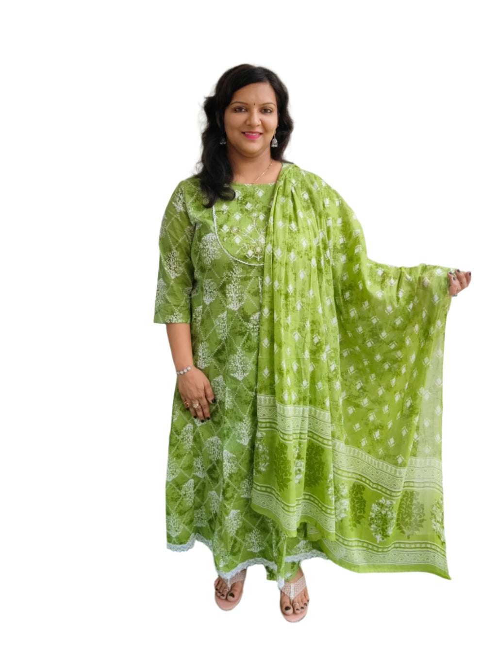 Cotton Kurti with Pant and Dupatta Set