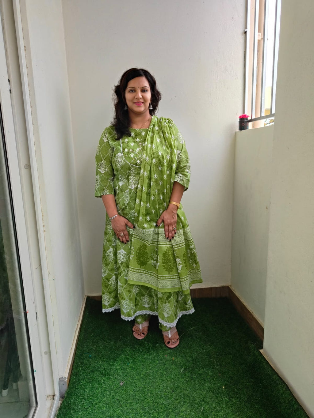 Cotton Kurti with Pant and Dupatta Set