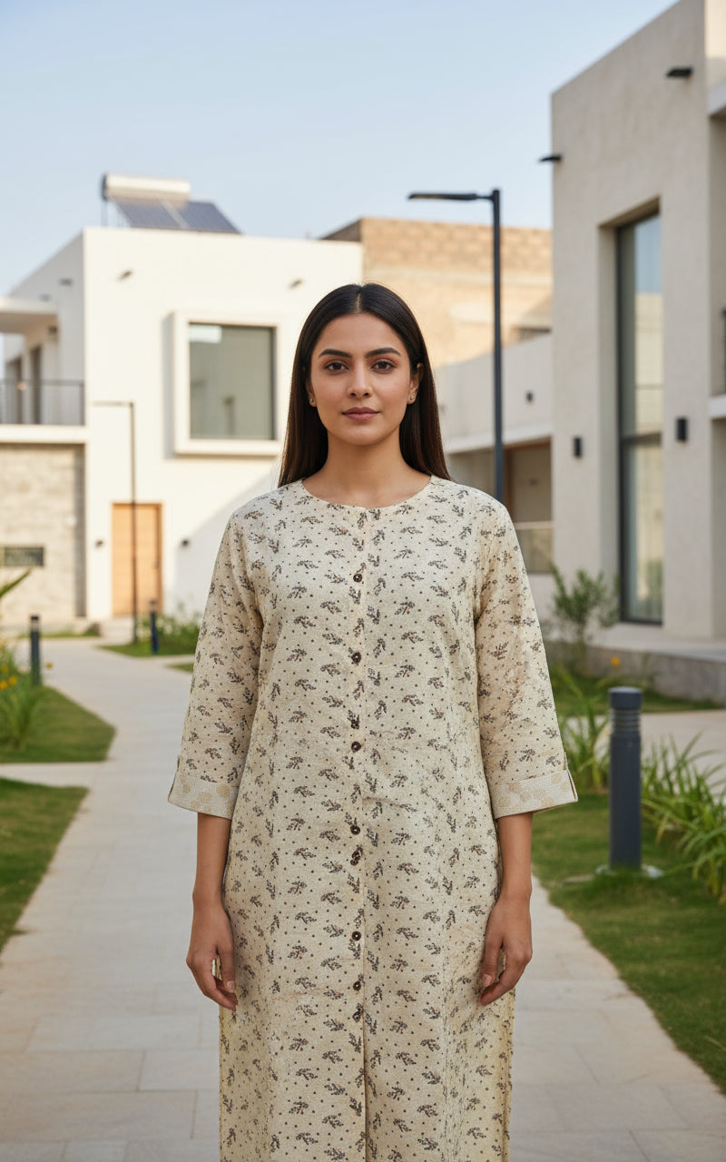 Marcia Brand Cream Color Kurti and Pant