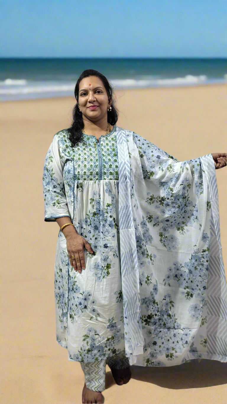 Cotton A-Line Suit Set: