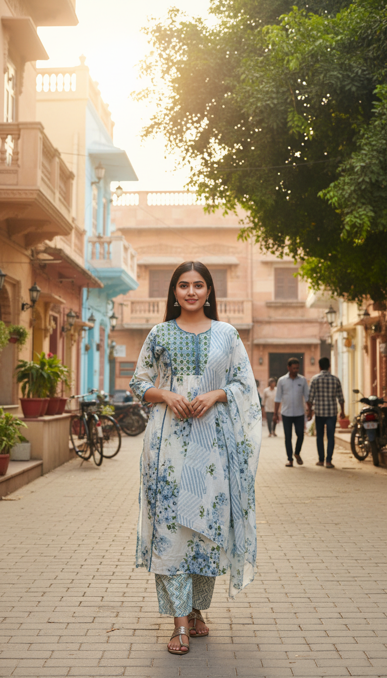 Elegant and comfortable Cotton A-Line Suit Set