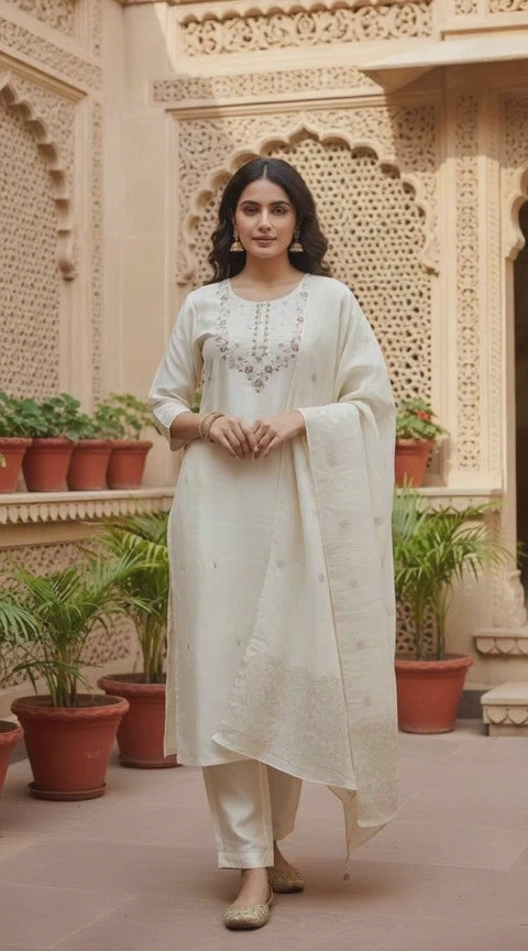 Raw Silk Kurti Set – Elegant | Festive | Timeless