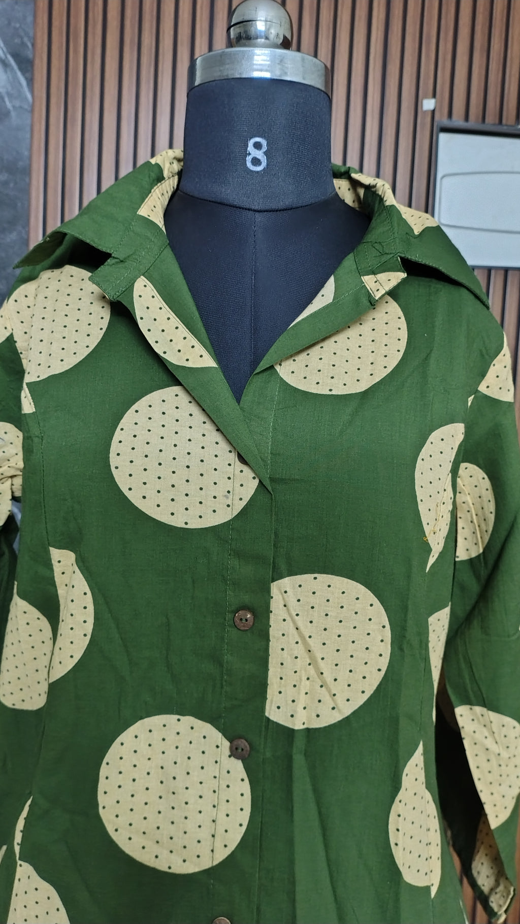 Women's Olive Green Printed Cotton Co-Ord Set | Stylish Button-Down Shirt & Pants | Soft Casual Cotton Outfit