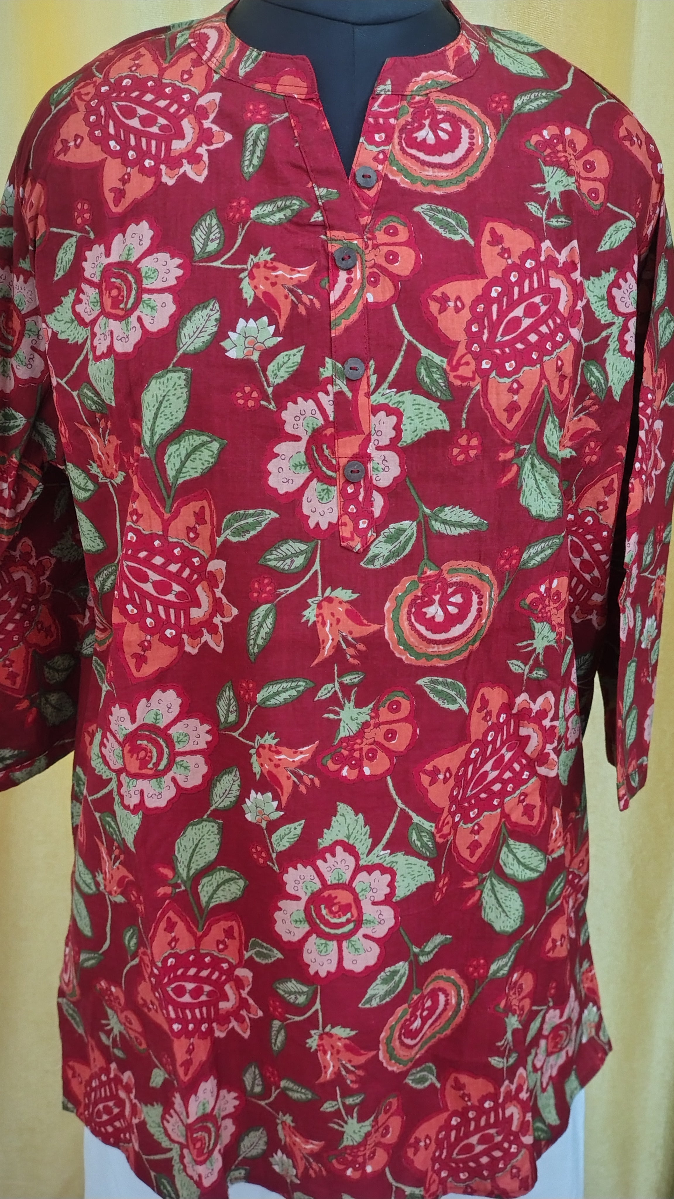Premium Pure Cotton Floral Printed Short Kurti