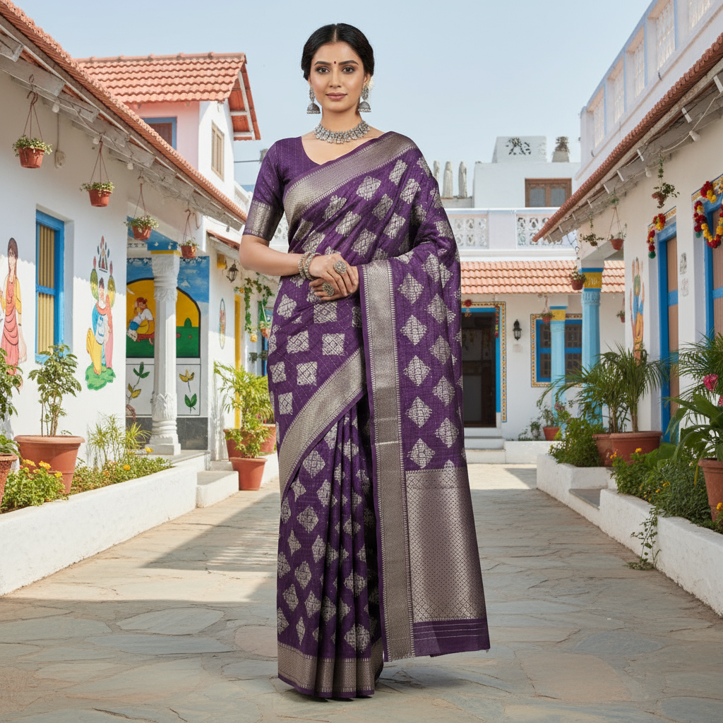Art Silk Saree with Sequin Work – Sparkle with Elegance