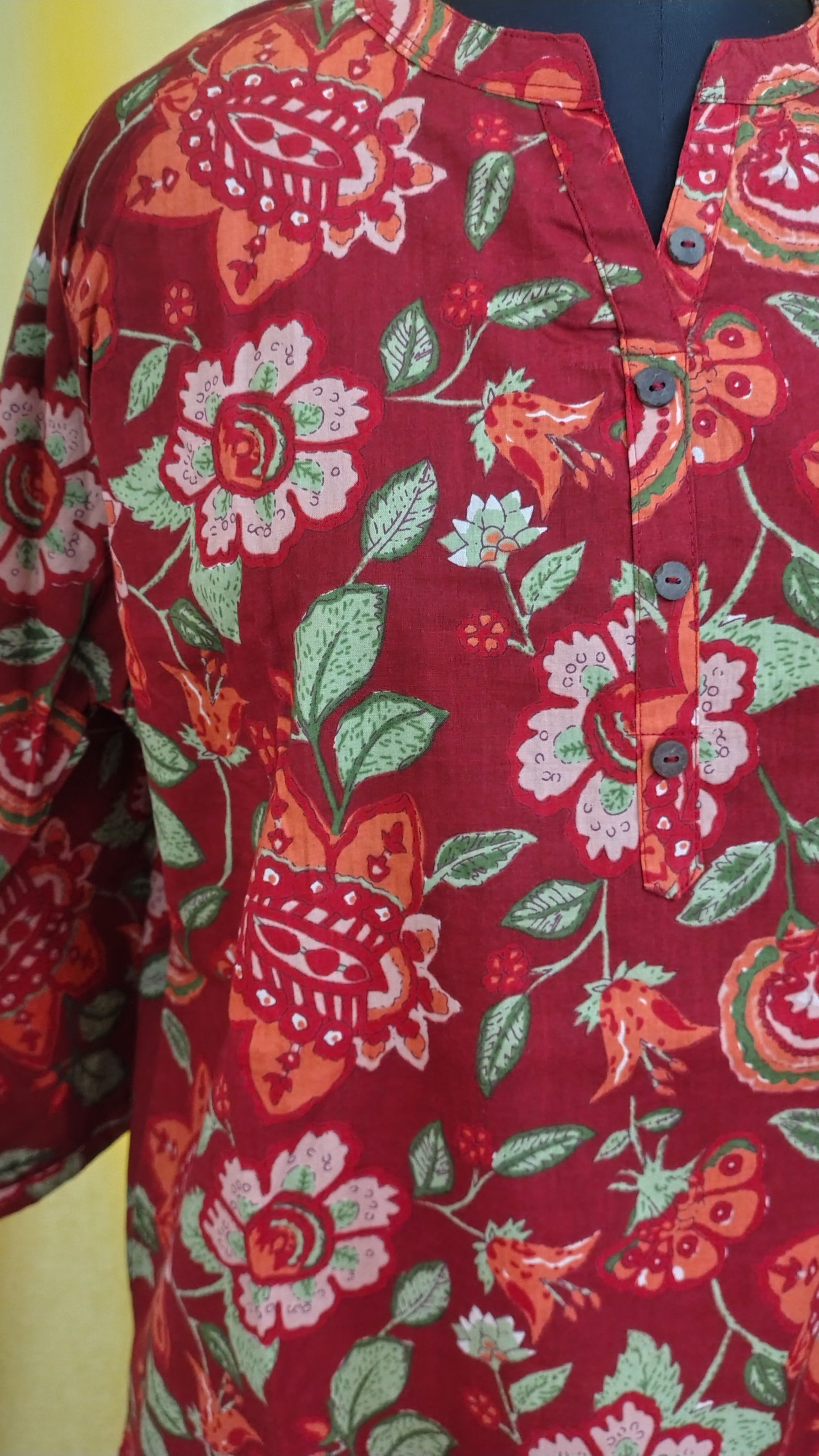 Premium Pure Cotton Floral Printed Short Kurti