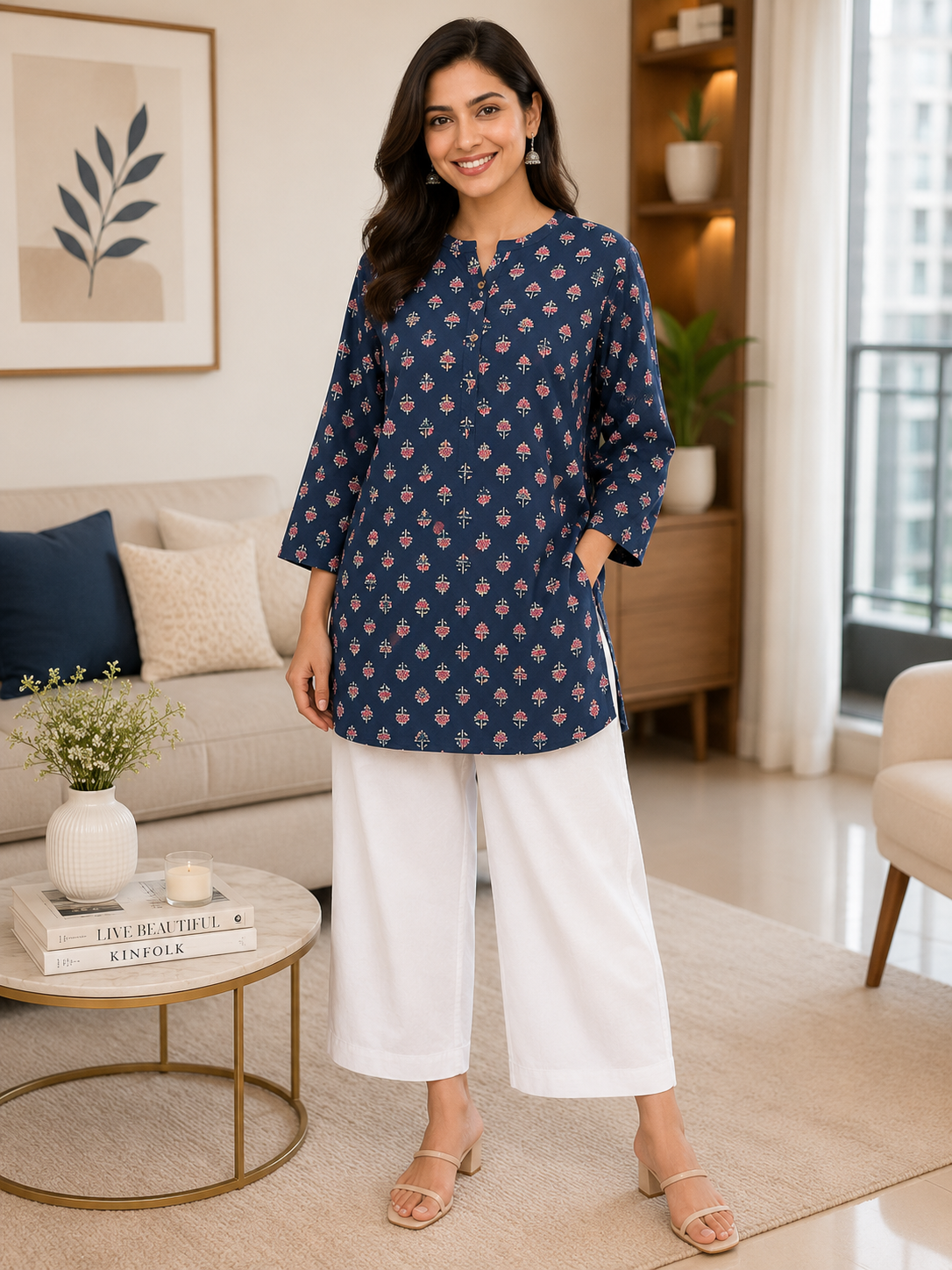 Premium Pure Cotton Floral Printed Short Kurti