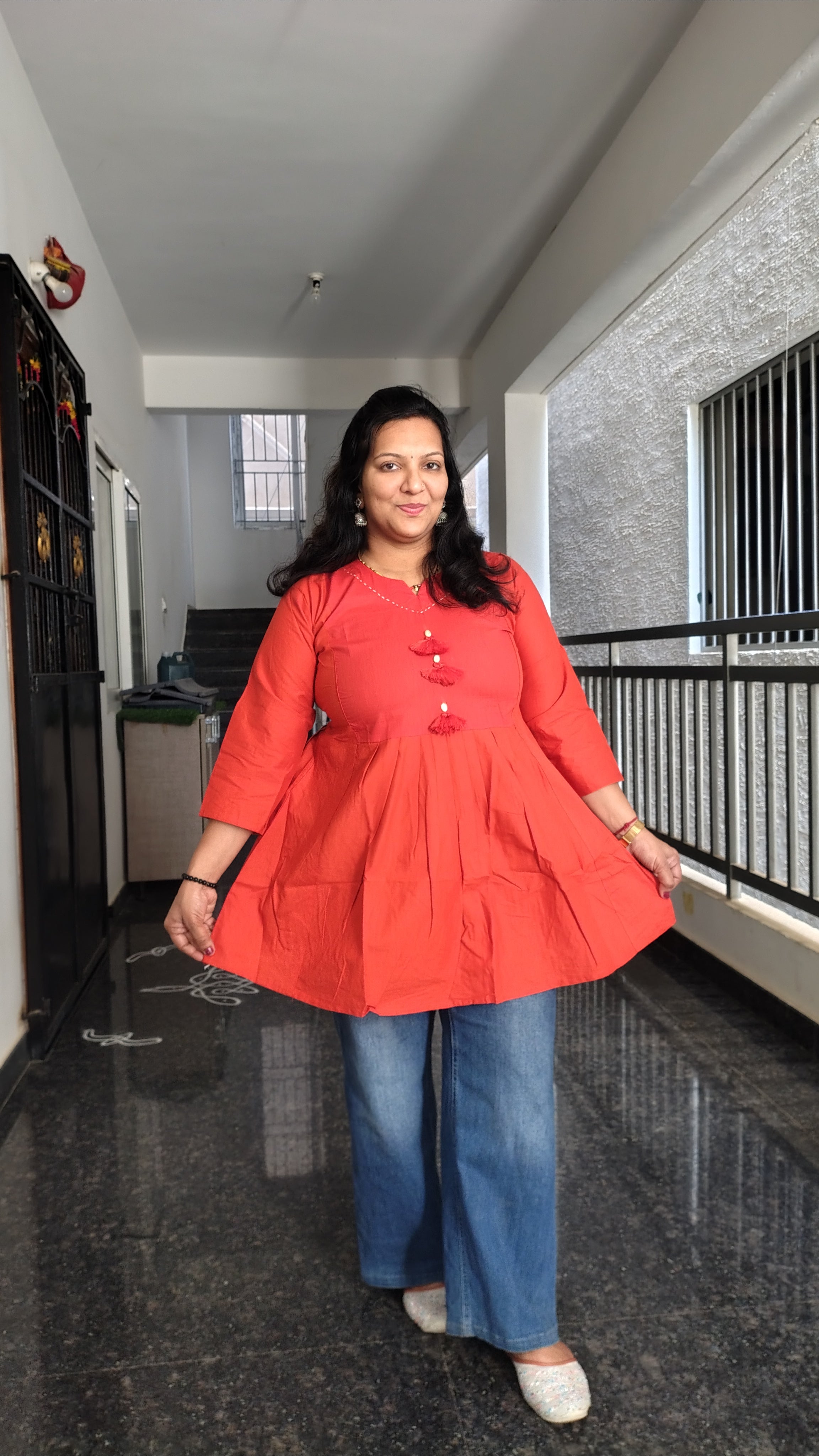 Stylish Pure Cotton Flared Top – Effortless Elegance