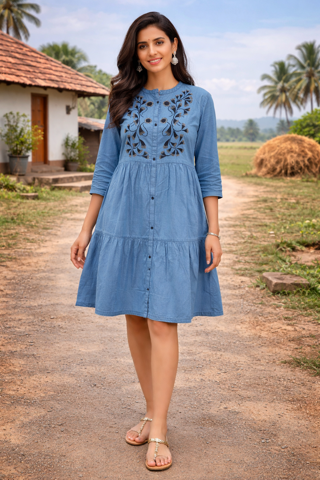 Stylish Denim Single Piece Dress