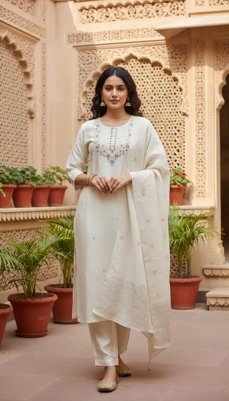 Raw Silk Kurti Set – Elegant | Festive | Timeless