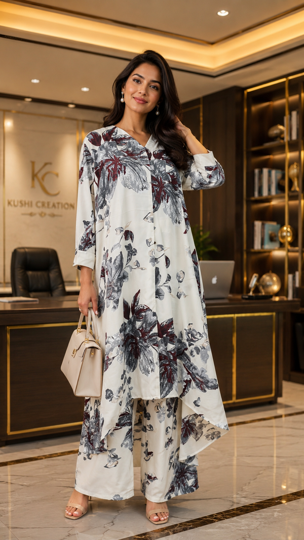 Premium Imported Heavy-Weight Georgette Floral Co-Ord Set