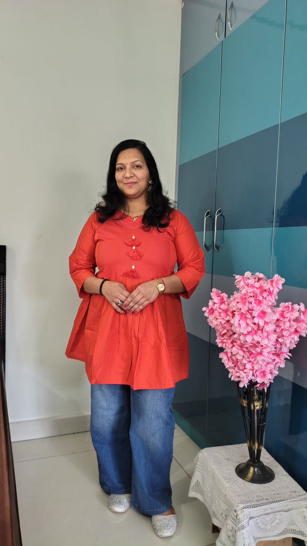 Stylish Pure Cotton Flared Top – Effortless Elegance