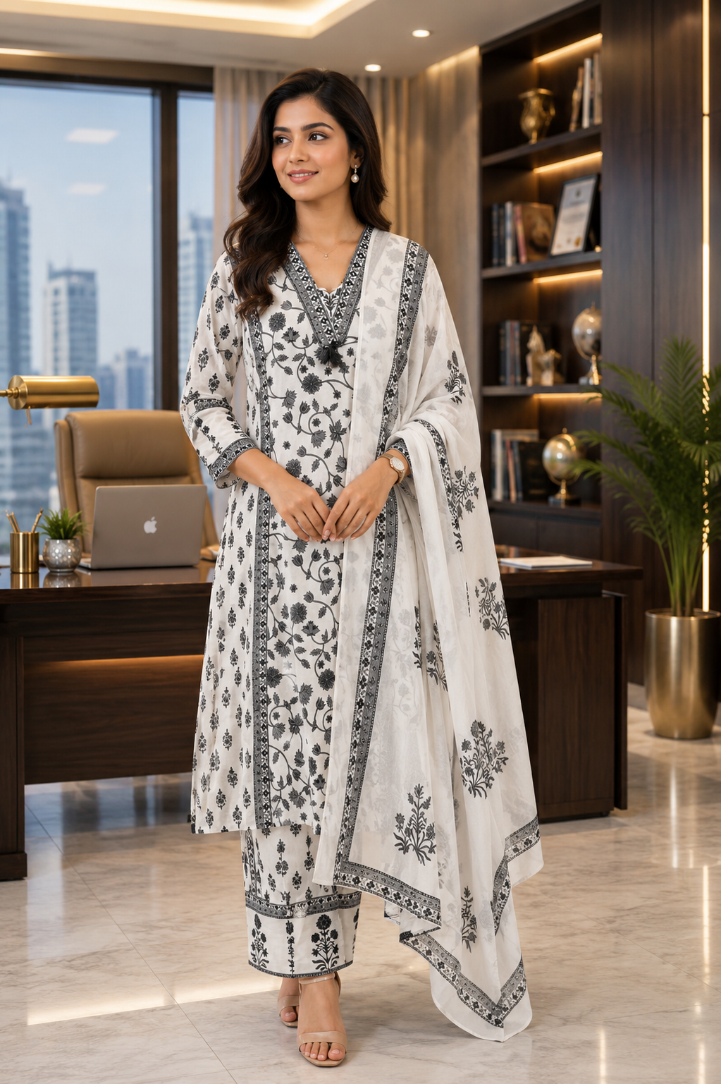 Elegant Cotton A-Line Cotton Kurti Set