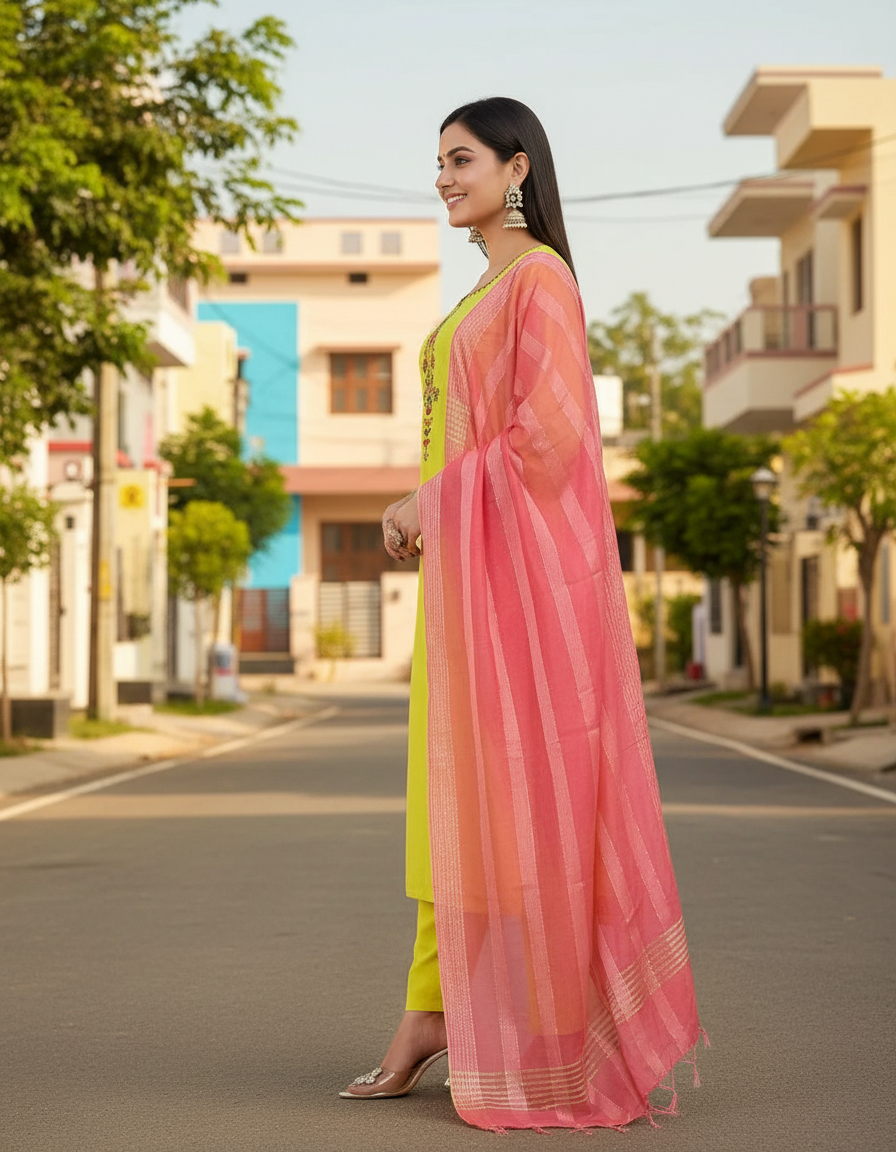 Printed Straight Kurta Set with Dupatta