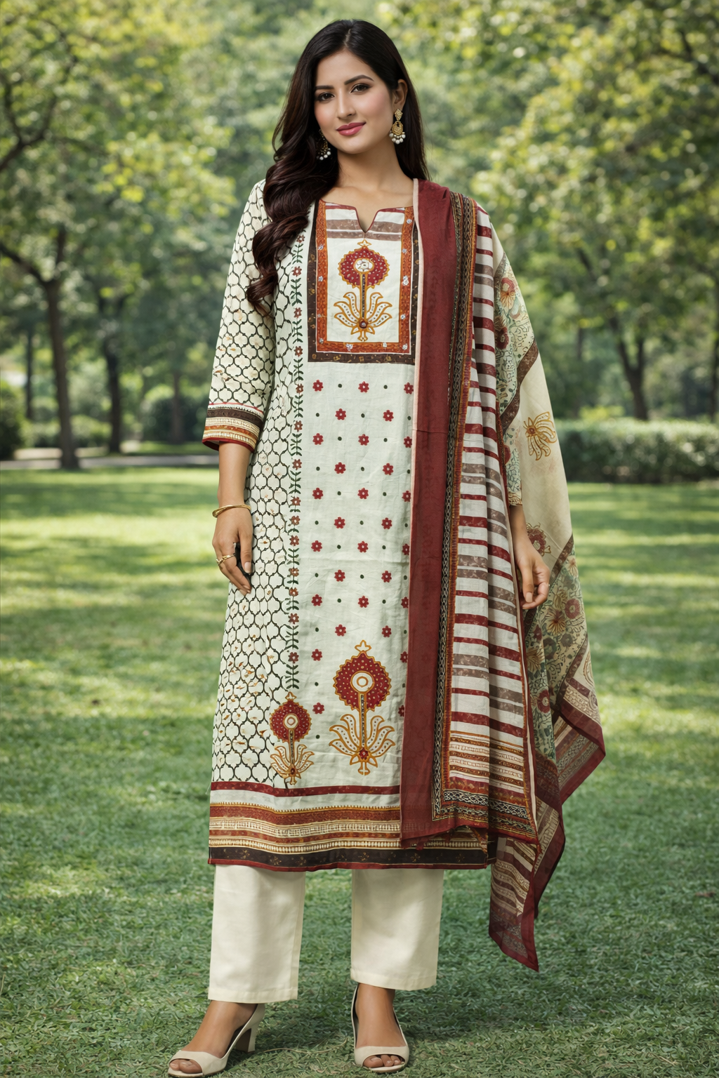 Pure Cotton Kurti Set with Dupatta – Lightweight & Breathable Summer Ethnic Wear