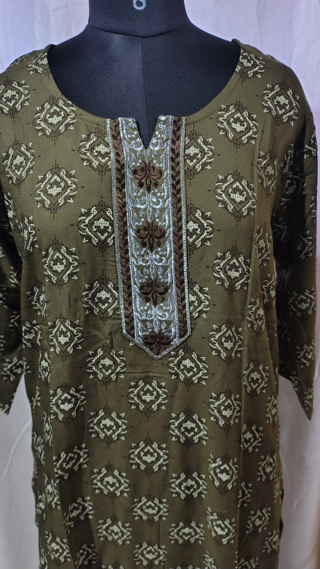 Rayan Fabric Kurti for Women Olive Green – Soft & Comfortable Casual Wear | Kushi Creation