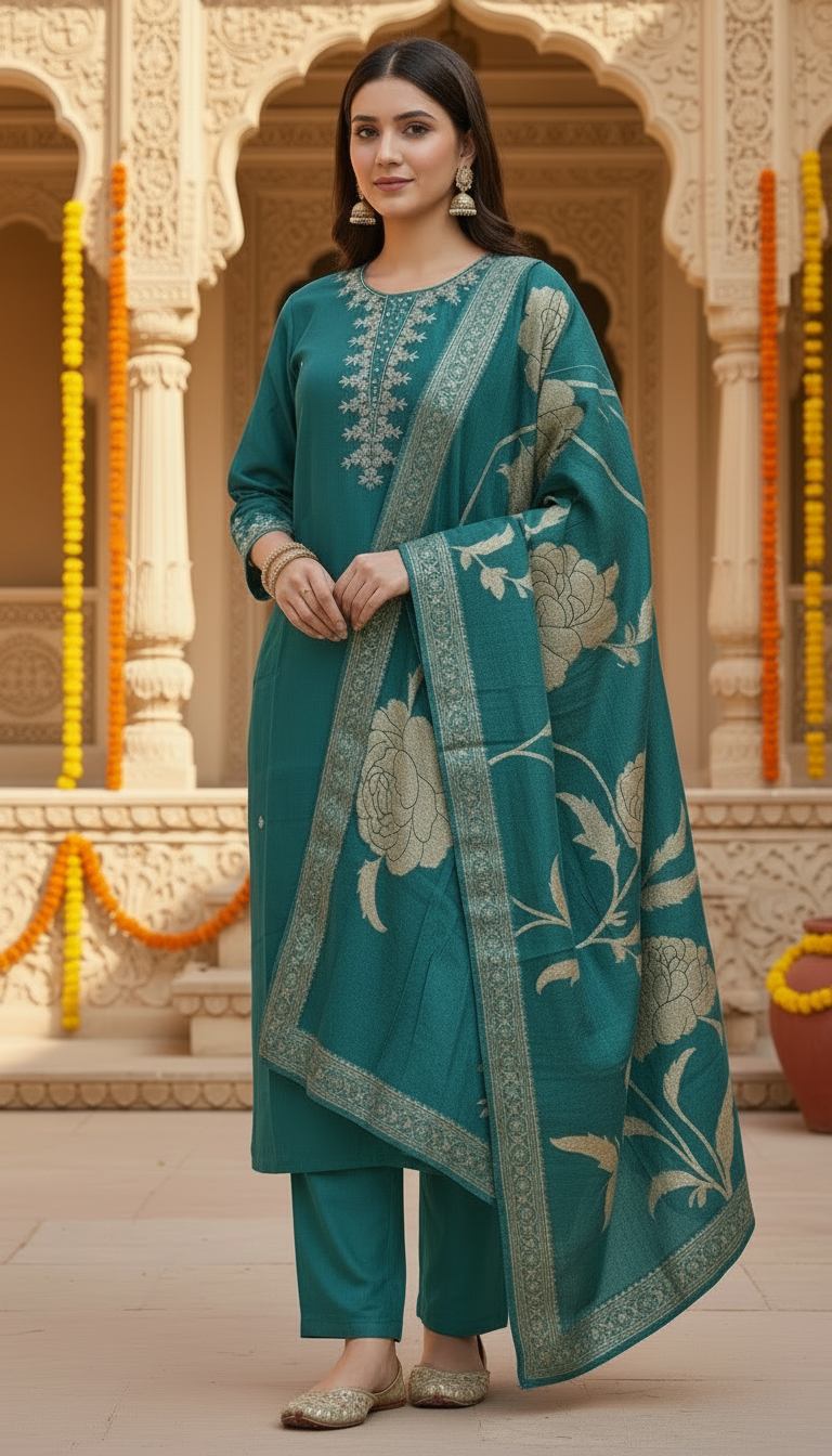 Raw Silk Kurti Set – Elegant | Festive | Timeless