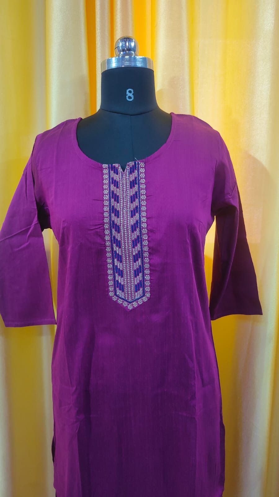 Women’s Embroidered Raw Silk Straight Top