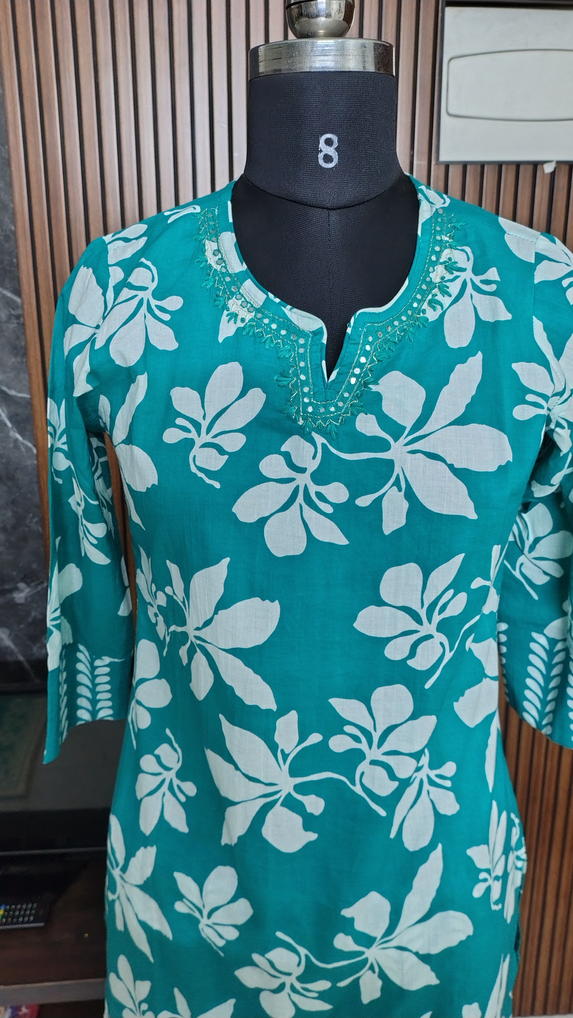 Women's Teal Floral Cotton Co-Ord Set | Soft Breathable Printed Cotton Kurta & Pants | Casual Ethnic Wear