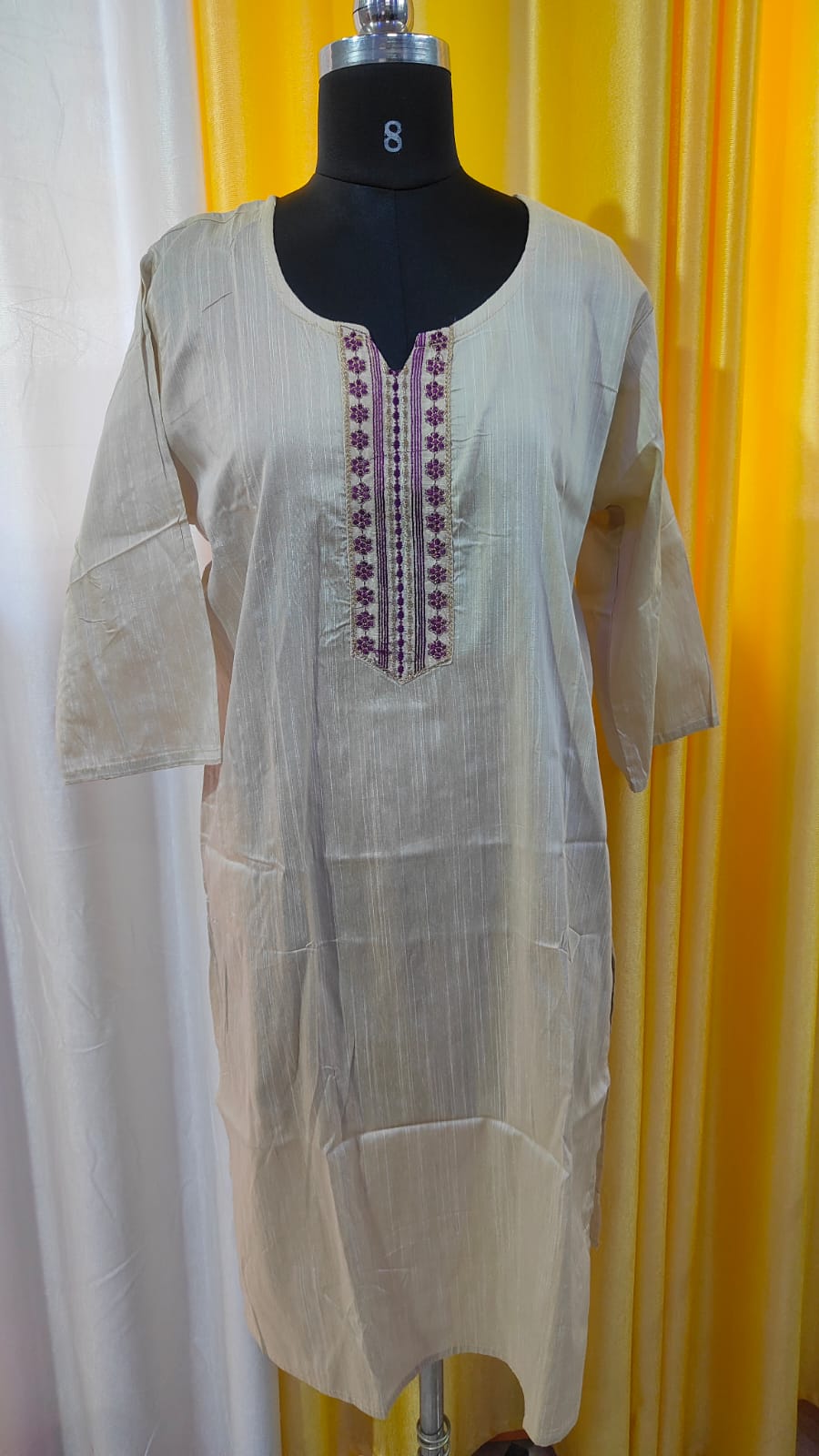 Women’s Embroidered Raw Silk Straight Top