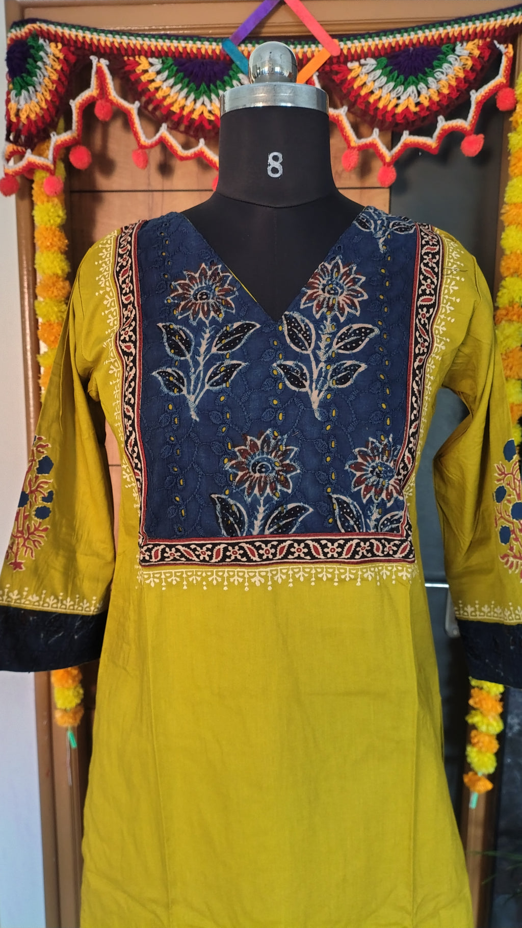 Dhabu Cotton C-Cut Kurti Set with Printed Dupatta | Stylish Ethnic Wear