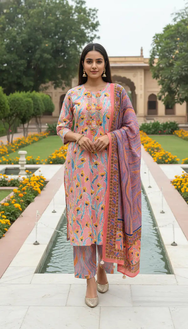 Purple Kurta Set With Dupatta