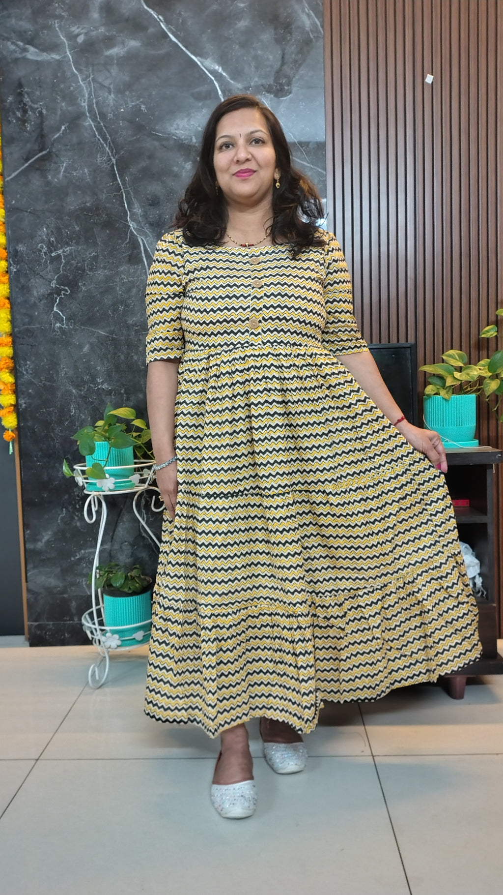 Printed Cotton Rayon Long Gown for Women