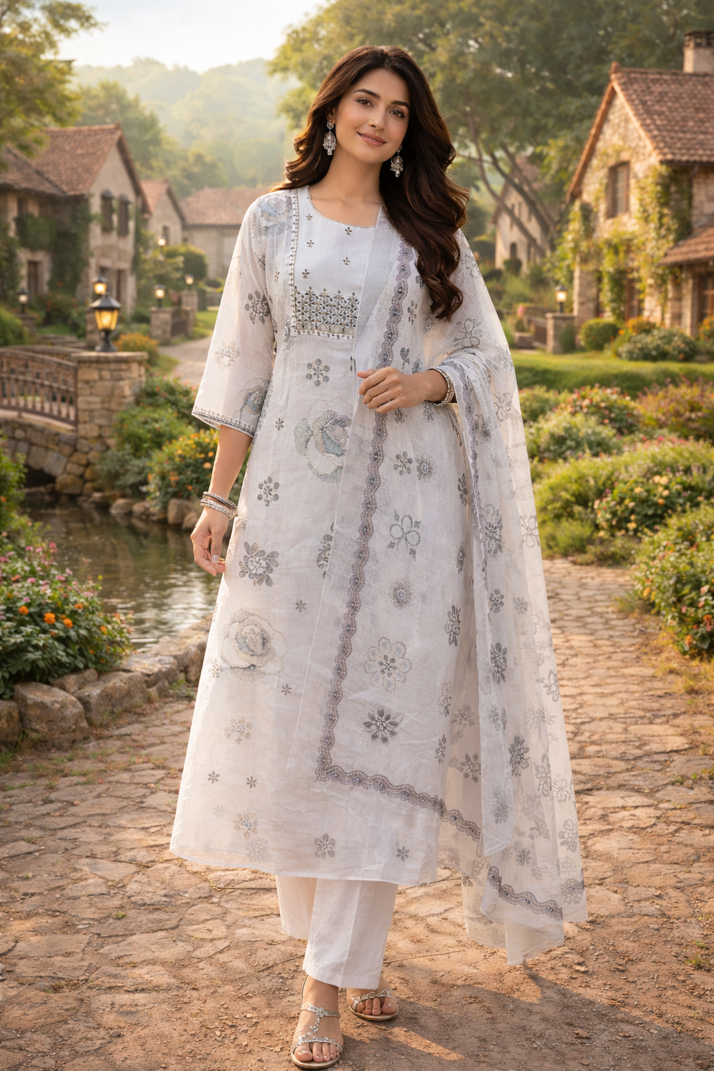 Premium Verticon Fabric Straight Kurti Set with Dupatta – Side Cut Kurta with Pocket | Kushi Creation