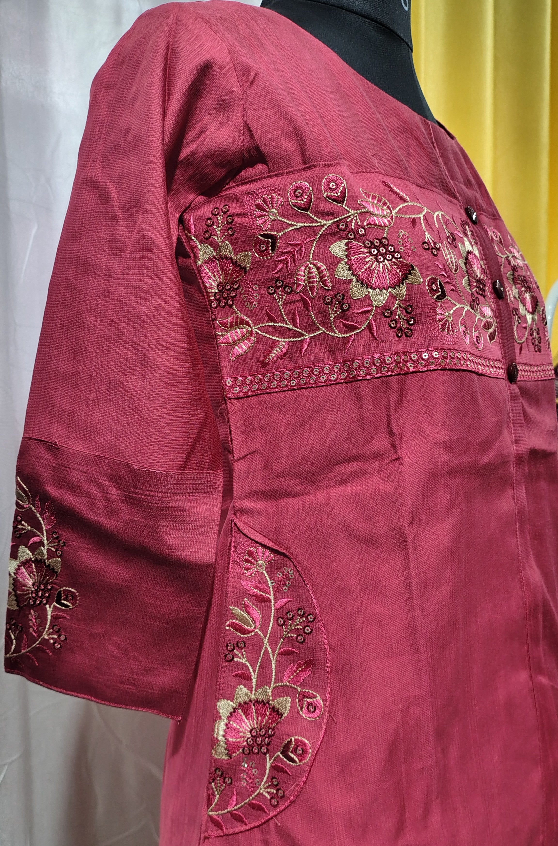 Women Verticon Fabric A-Line Co-Ord Set with Plazo Pant – Elegant Long Kurti | Kushi Creation
