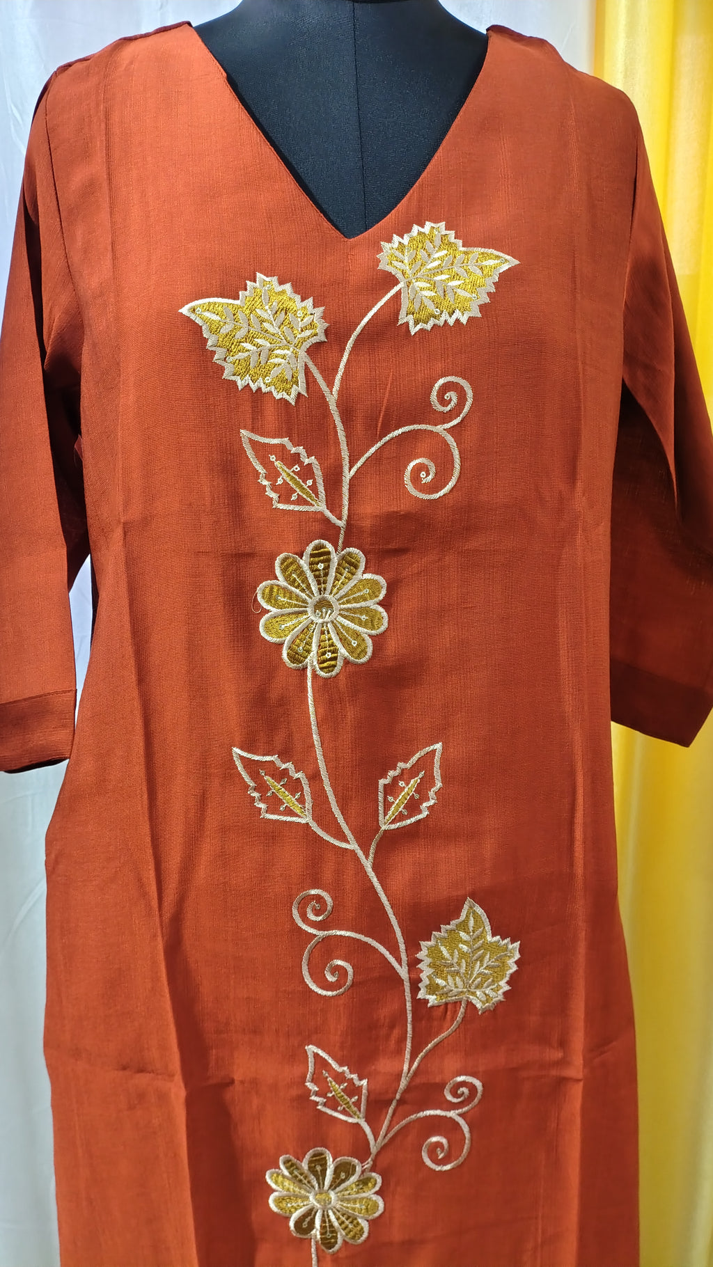 Elegant Rust Embroidered Co-ord Set with Palazzo – Verticon Fabric
