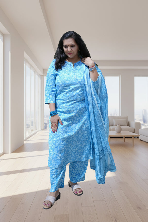 3-Piece Cotton Kurta Set