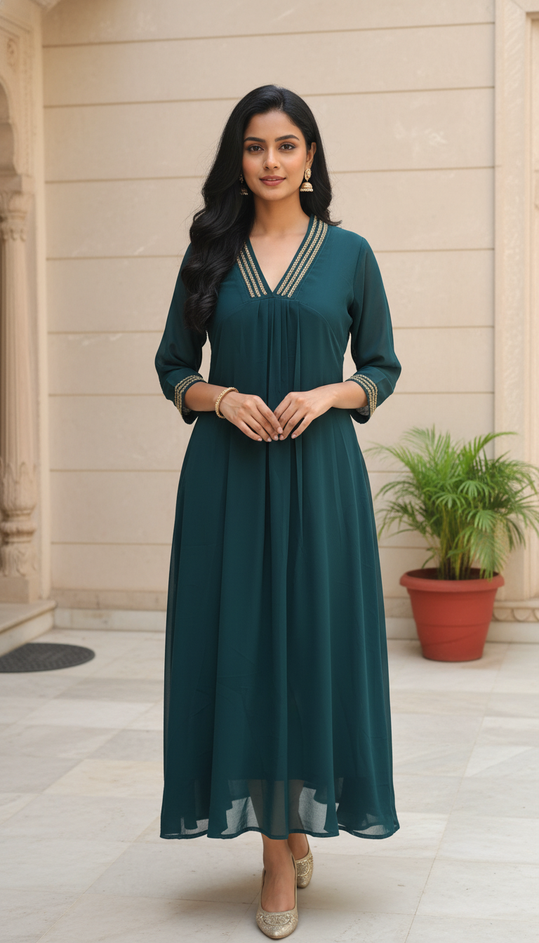 Georgette Party Wear A line Kurti