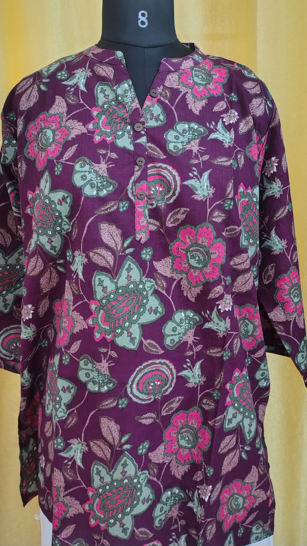 Premium Pure Cotton Floral Printed Short Kurti