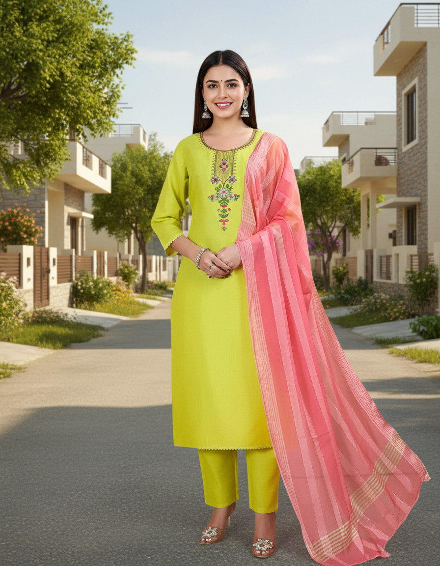 Printed Straight Kurta Set with Dupatta