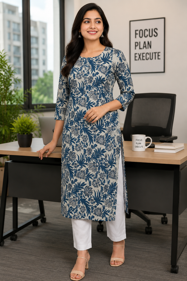 Premium Cotton Kurti – Breathable Office Wear for Women