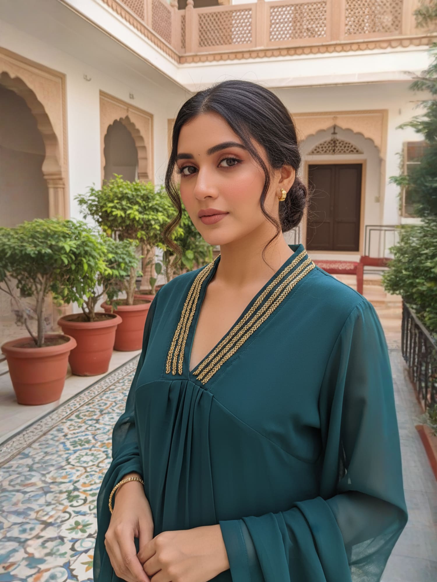 Georgette Party Wear A line Kurti