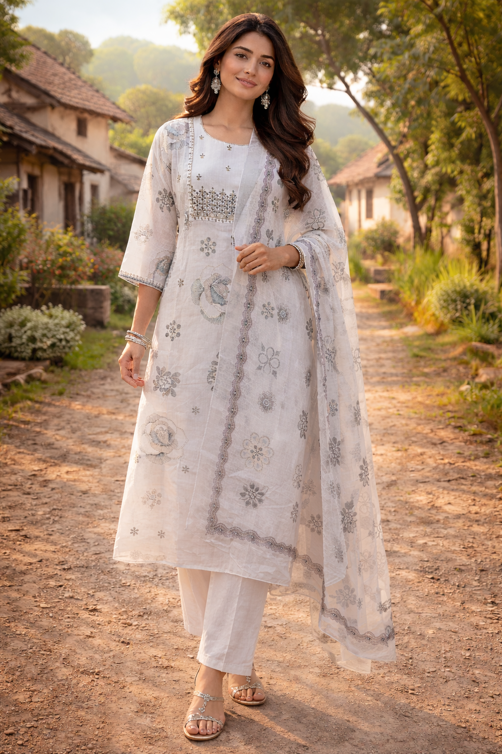 Premium Verticon Fabric Straight Kurti Set with Dupatta – Side Cut Kurta with Pocket | Kushi Creation