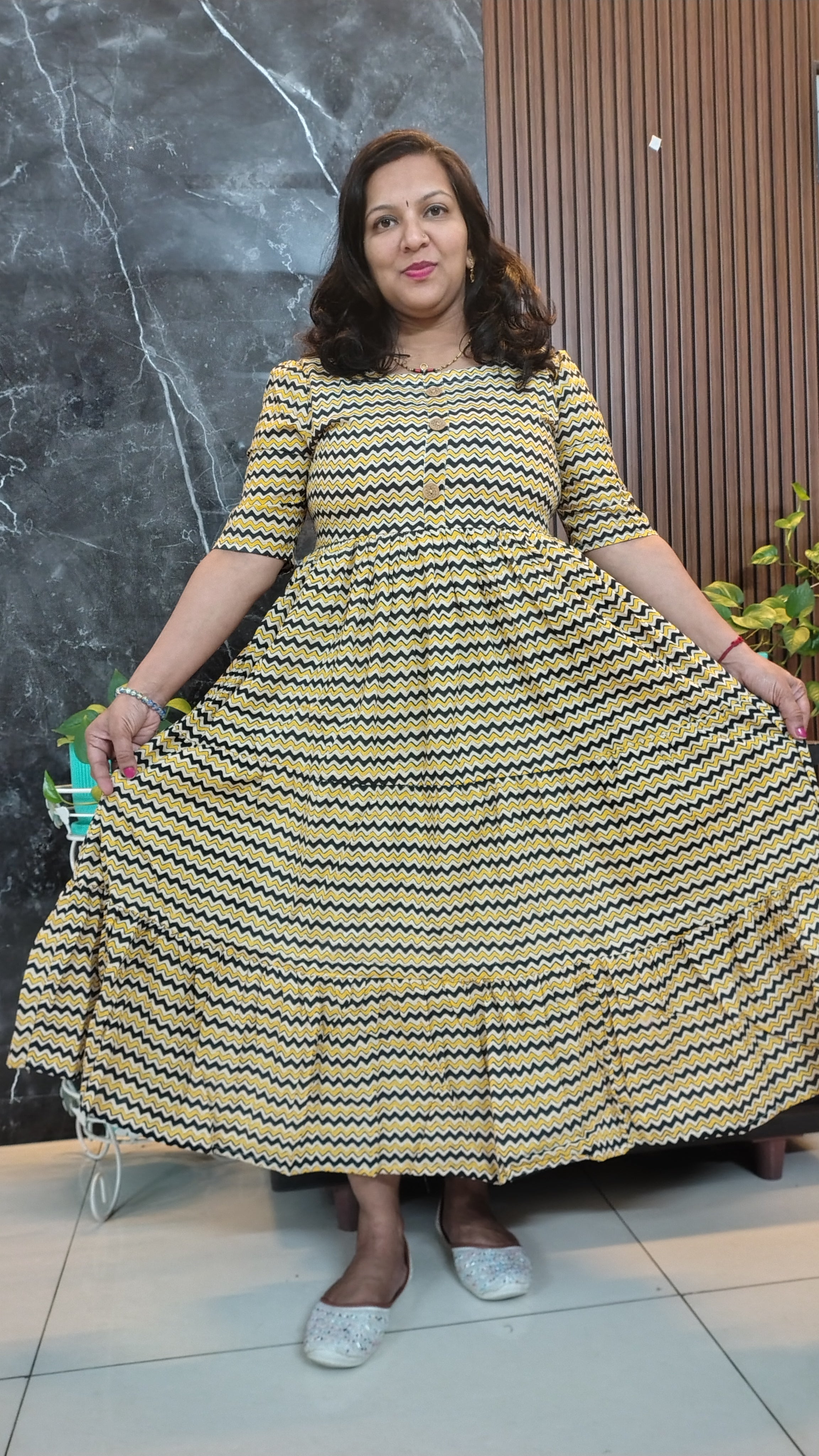 Printed Cotton Rayon Long Gown for Women