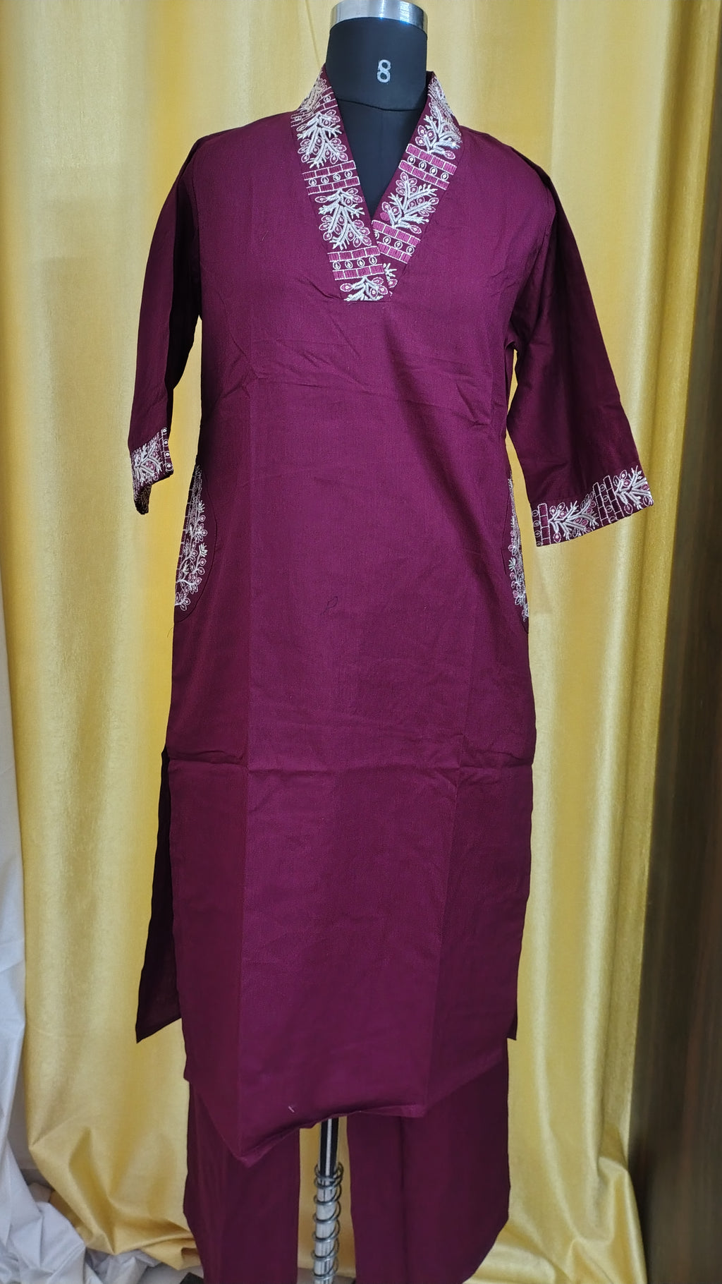 Premium Cotton Embroidered Office Wear Co-Ord Set – Elegant Kurti & Palazzo