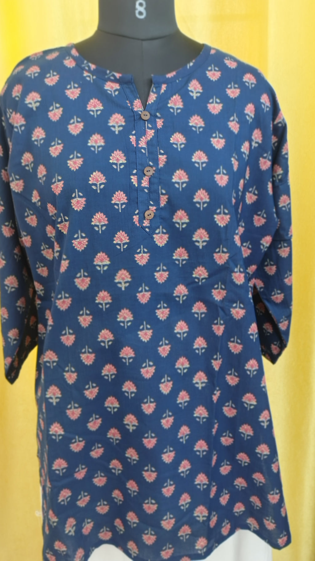 Premium Pure Cotton Floral Printed Short Kurti