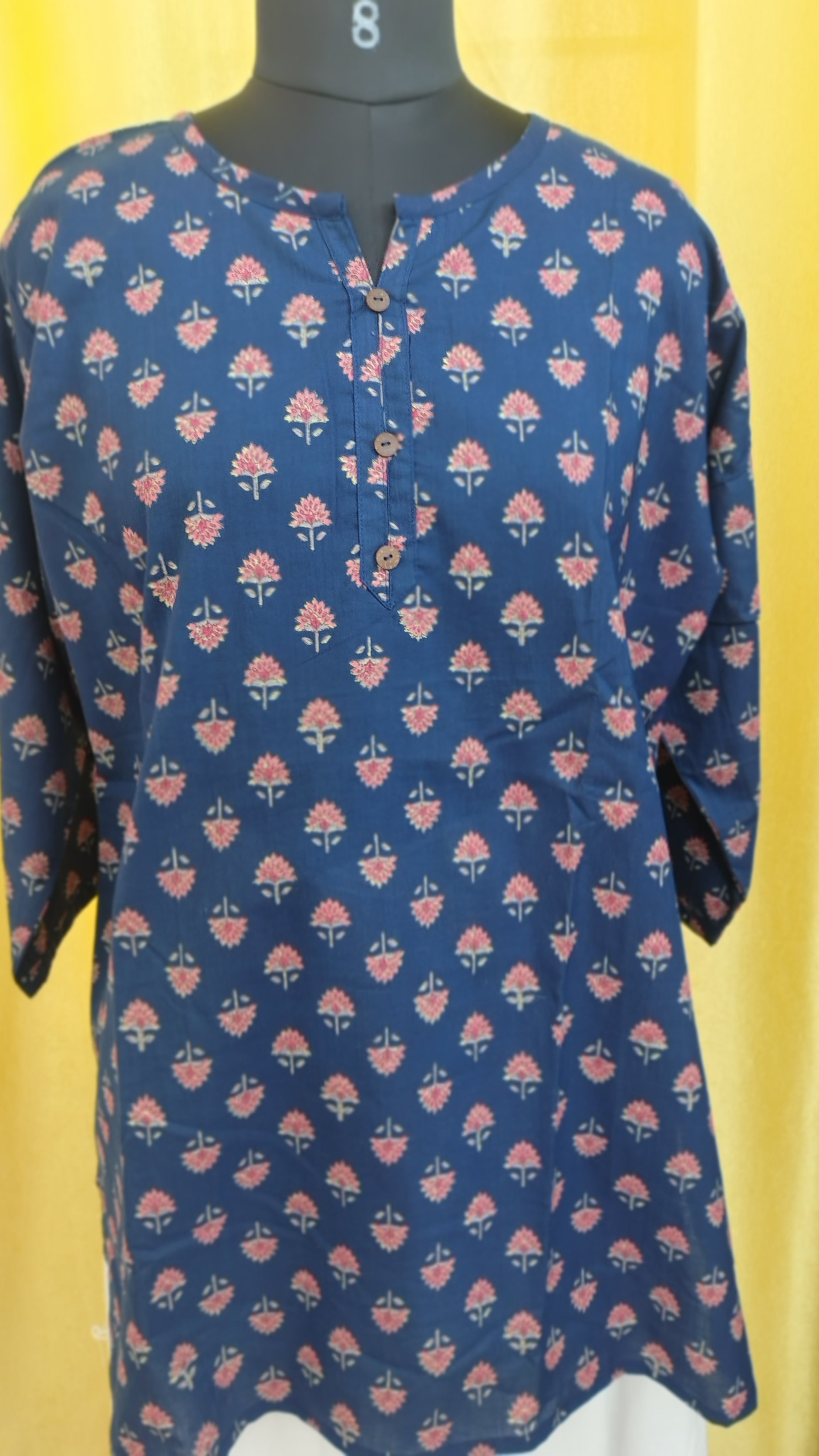 Premium Pure Cotton Floral Printed Short Kurti