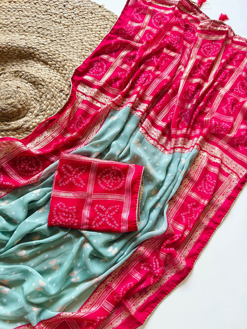 Dull Moss saree with Latkan saree with foil print and paiping border all over saree